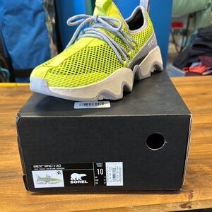 Sorel Kinetic Impact Lace Athletic Shoes - Neon Yellow and Gray